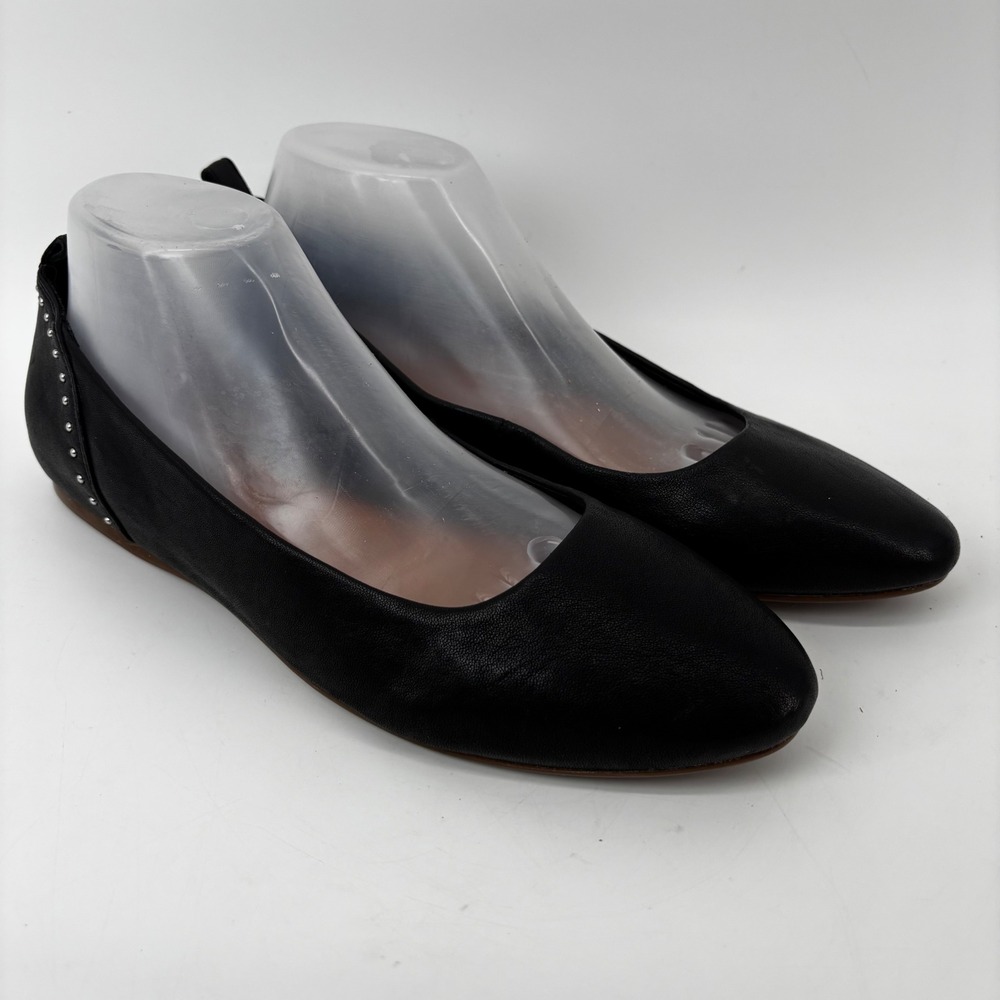 Lucky Brand Emmie Black Leather Studded Ballet Flats Womens 10 M